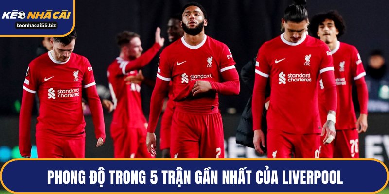Phong độ trong 5 trận gần nhất của Liverpool