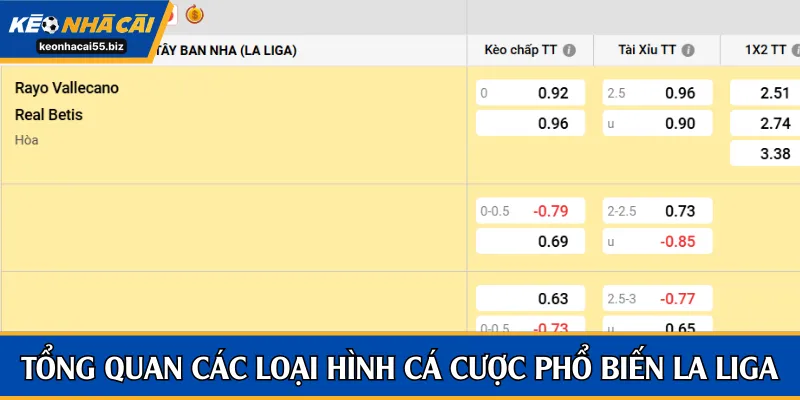 Tổng quan những loại hình cá cược phổ biến ở La Liga
